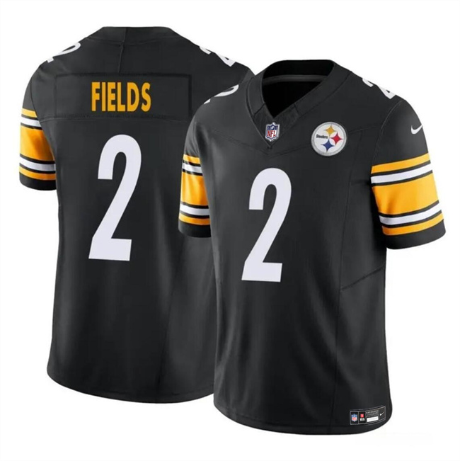 Men's Pittsburgh Steelers #2 Justin Fields Black F.U.S.E. Vapor Untouchable Limited Football Stitched Jersey